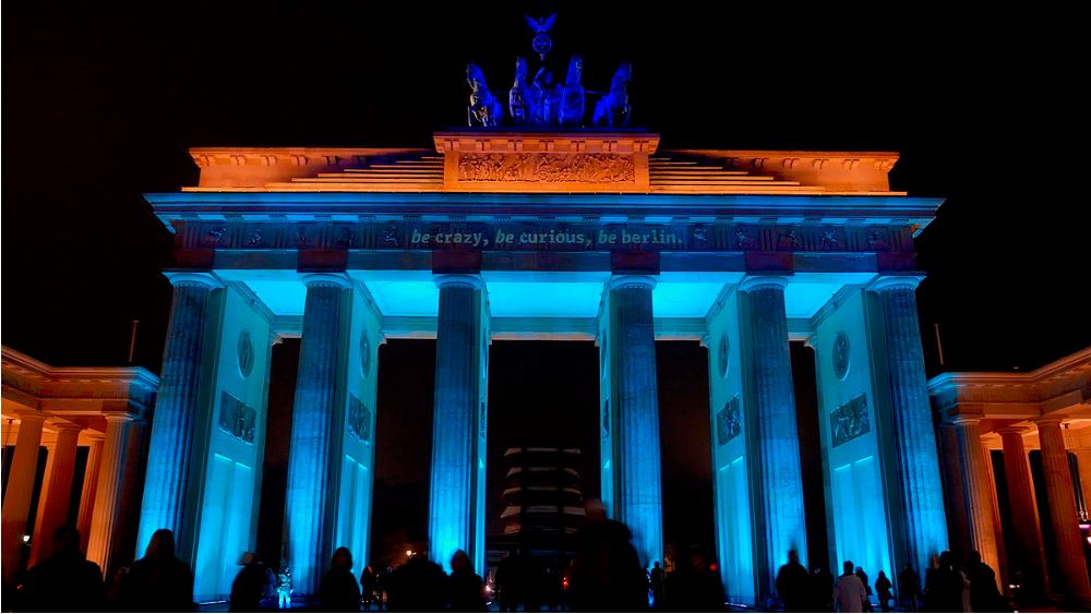 Brandenburg Gate in Berlin during the Festival of Lights.