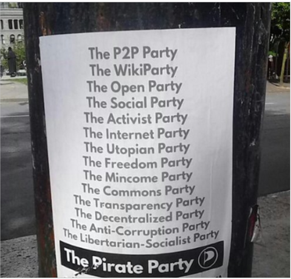 Pirate party poster stuck on a pole