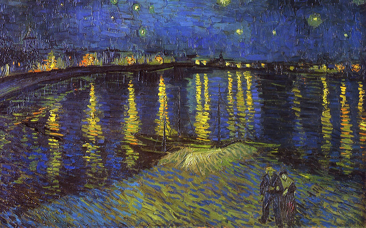 painting -starry night over the rhone by vincent van gogh